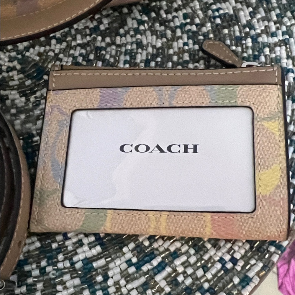 Coach Pastel Rainbow Signature Canvas Teri Shoulder Bag And Matching Card Case - Picture 4 of 5